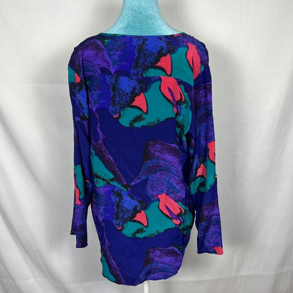 VIBRANT YUMI KIM 100% Silk Abstract Print Blouse - Picture 4 of 7
